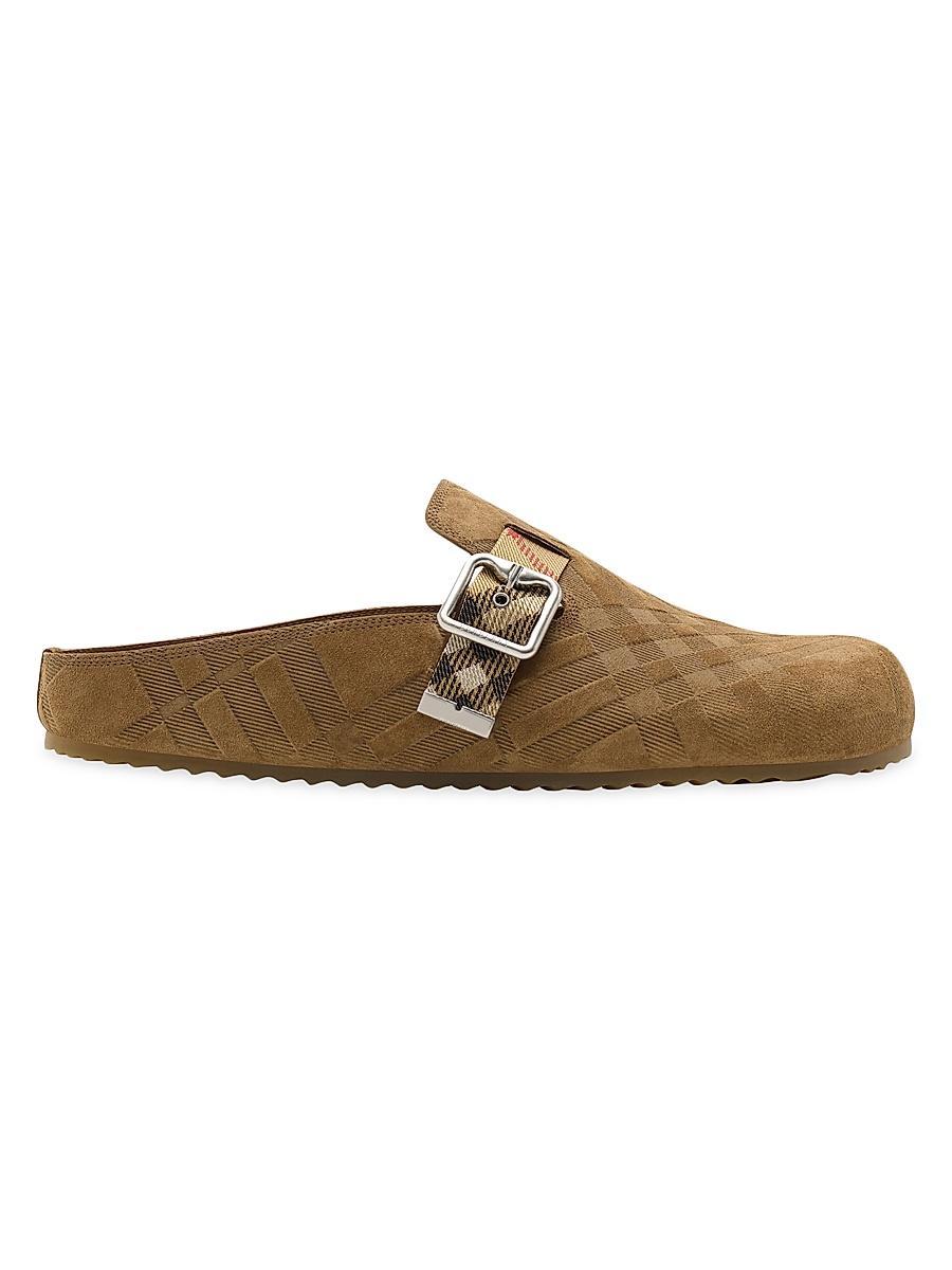 Mens Urchin Check-Trimmed Suede Clogs Product Image