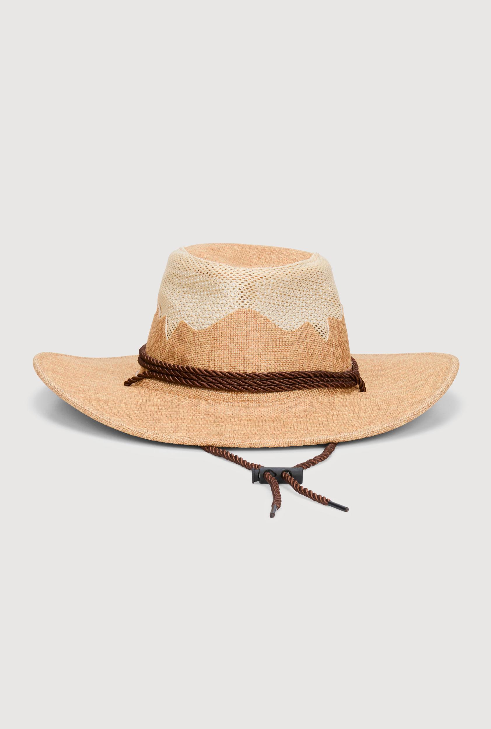 Mesh Detail Woven Cowboy Hat Female Product Image