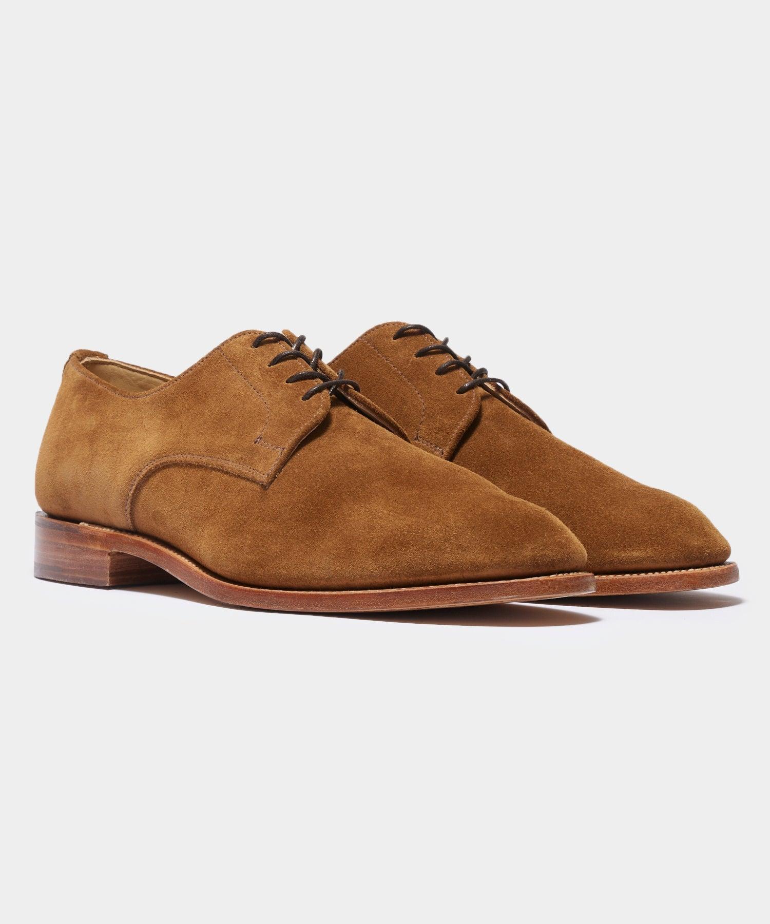 Todd Snyder x Sanders Archie Unconstructed Lace-up Derby in Tobacco Suede Product Image