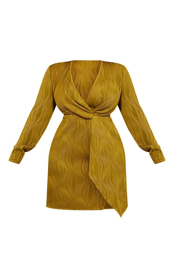 Plus Olive Plisse Wrap Front Dress Product Image