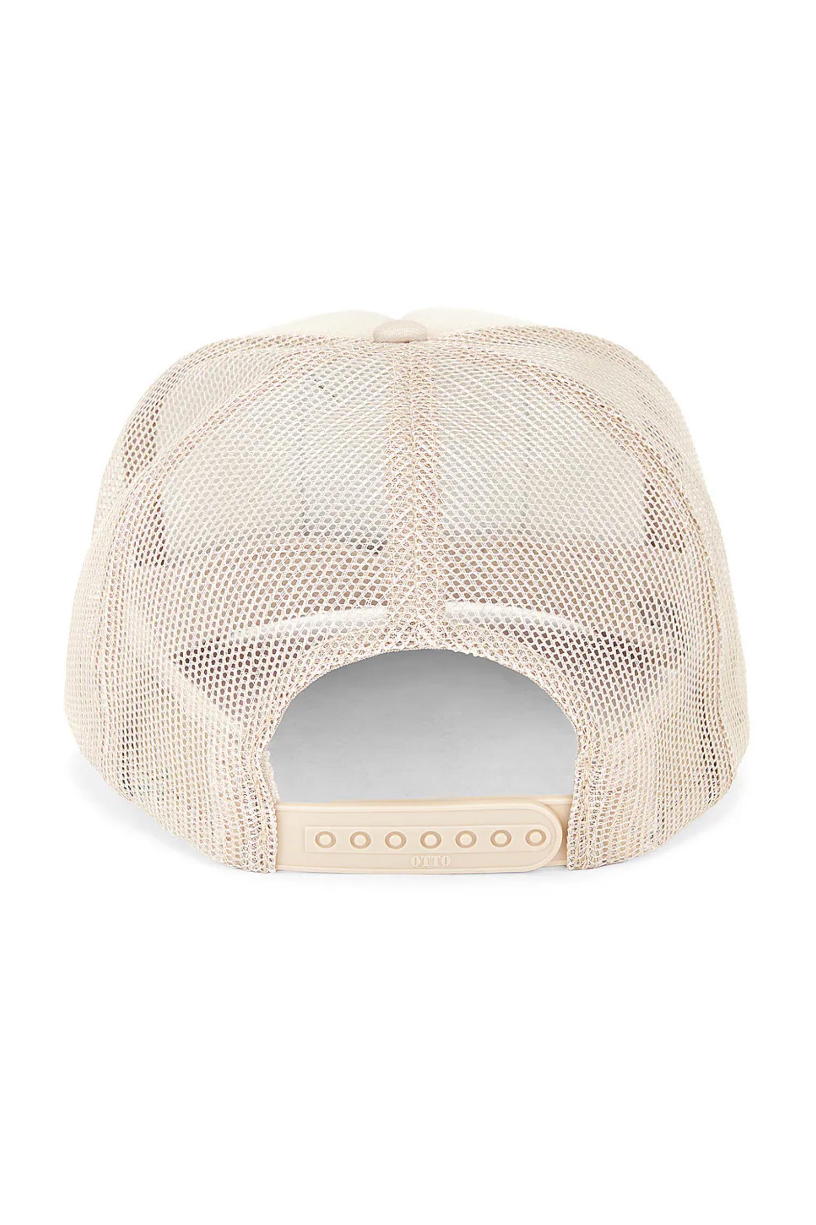 Friday Feelin' Made for the Mountains Trucker Hat in Tan Product Image
