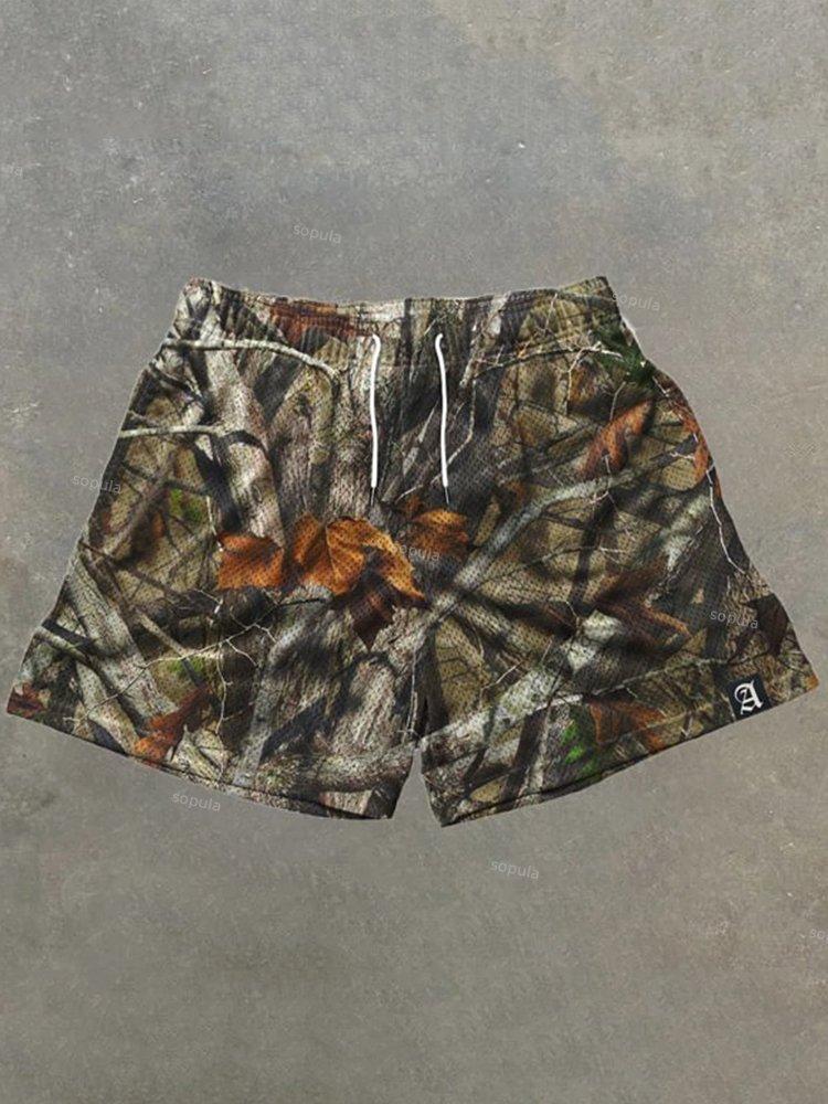 Vintage Jungle Graphic Casual Street Mesh Shorts Product Image