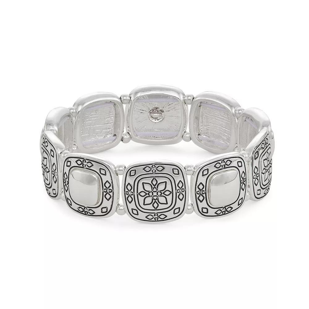 Napier Silver Tone West Stretch Bracelet, Womens Product Image