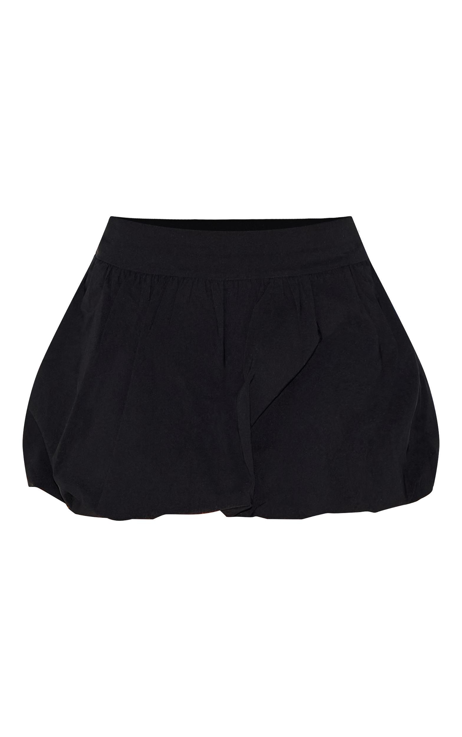 Black Stretch Woven Micro Mini Puffball Skirt Product Image