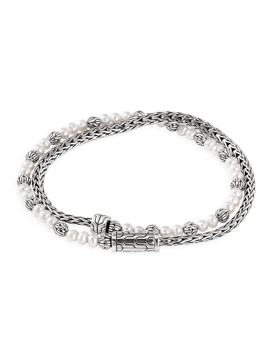 Womens Sterling Silver & 3-3.5MM Cultured Freshwater Pearl Chain Bracelet Product Image