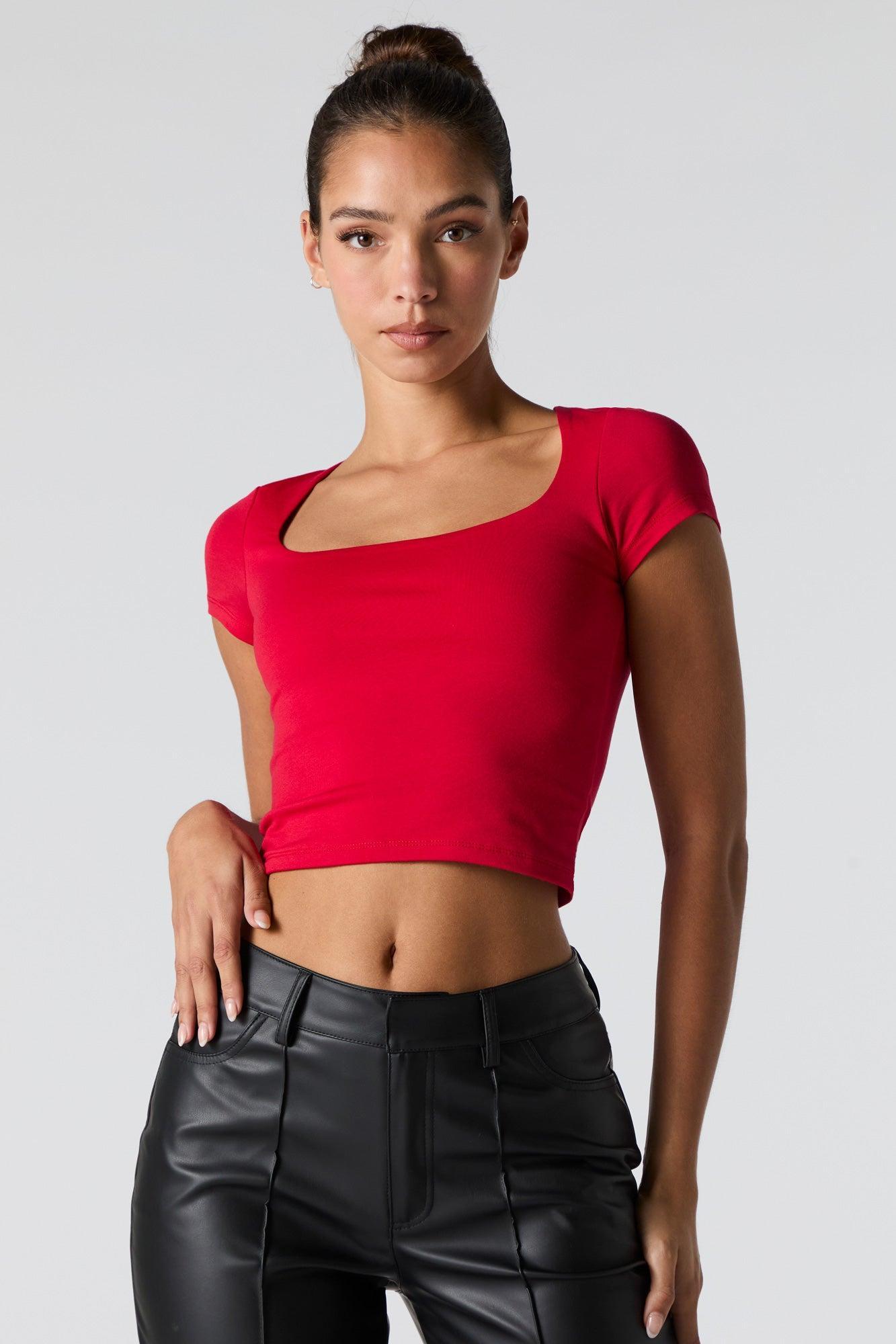 Contour Square Neck Cropped T-Shirt Female Product Image