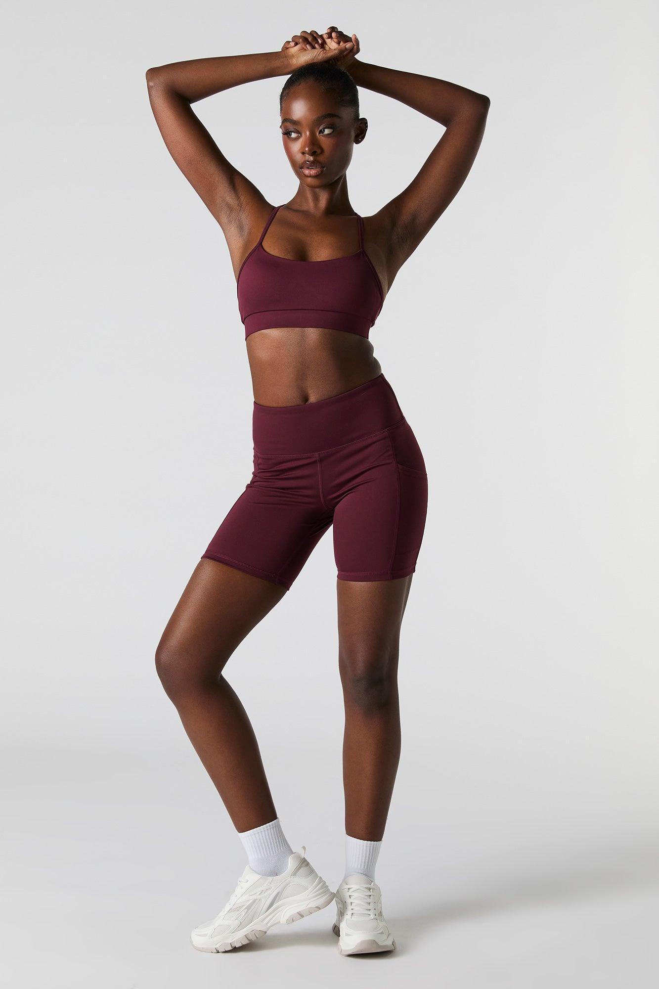 Solid Sports Bra with Built-In Bra Cups Female Product Image