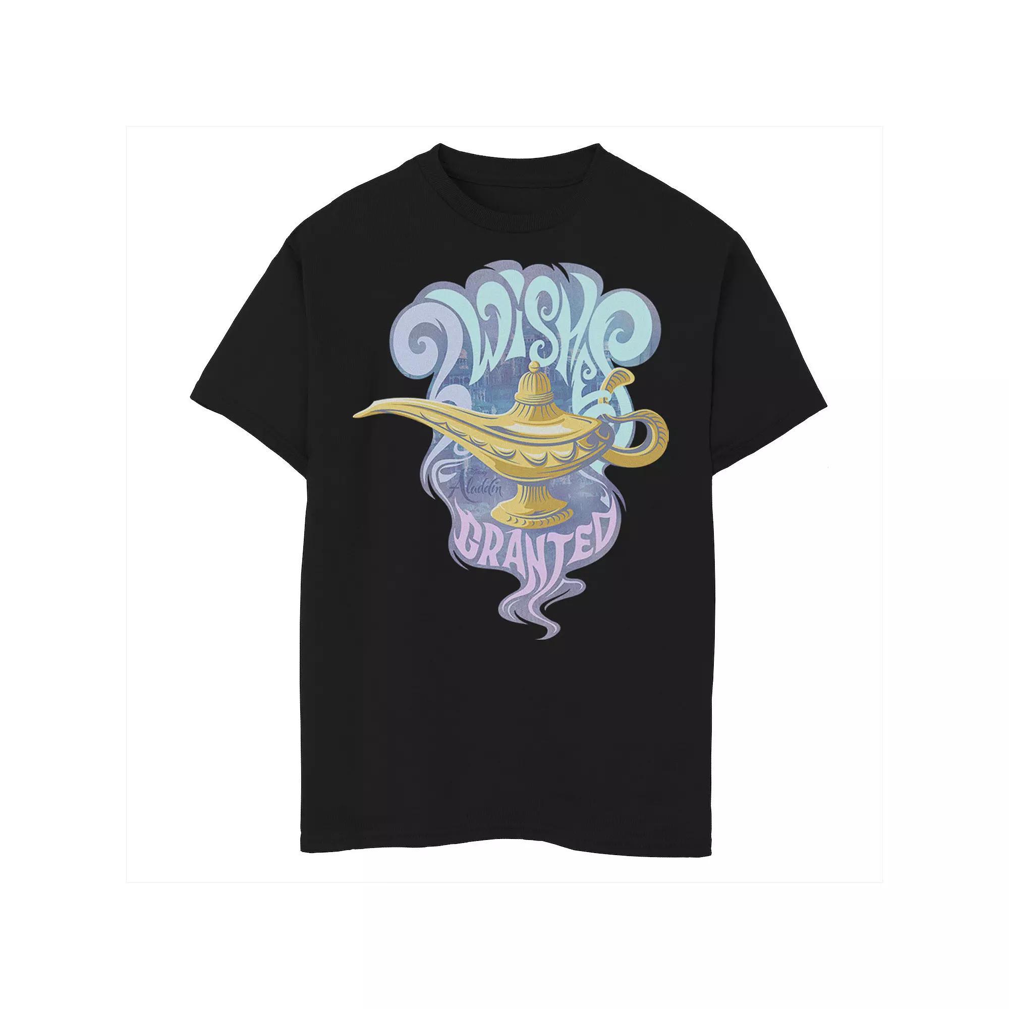 Disney's Aladdin Boys 8-20 Live Action Wishes Granted Genie Lamp Graphic Tee, Boy's, Size: Large, Black Product Image