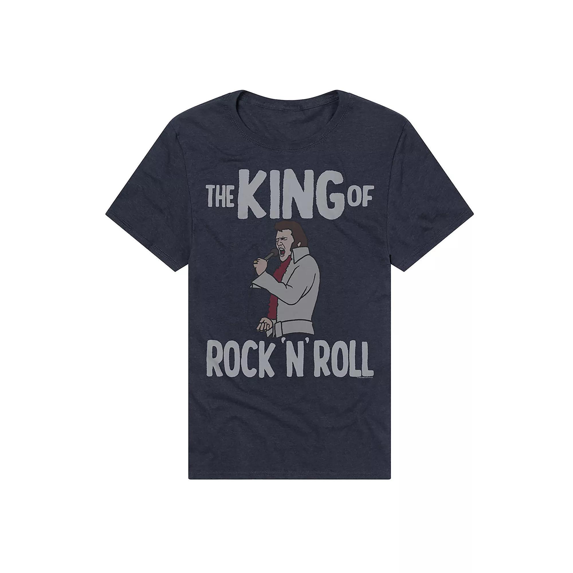 Men's Elvis King of Rock 'n' Roll Graphic Tee, Size: Medium, Blue Product Image