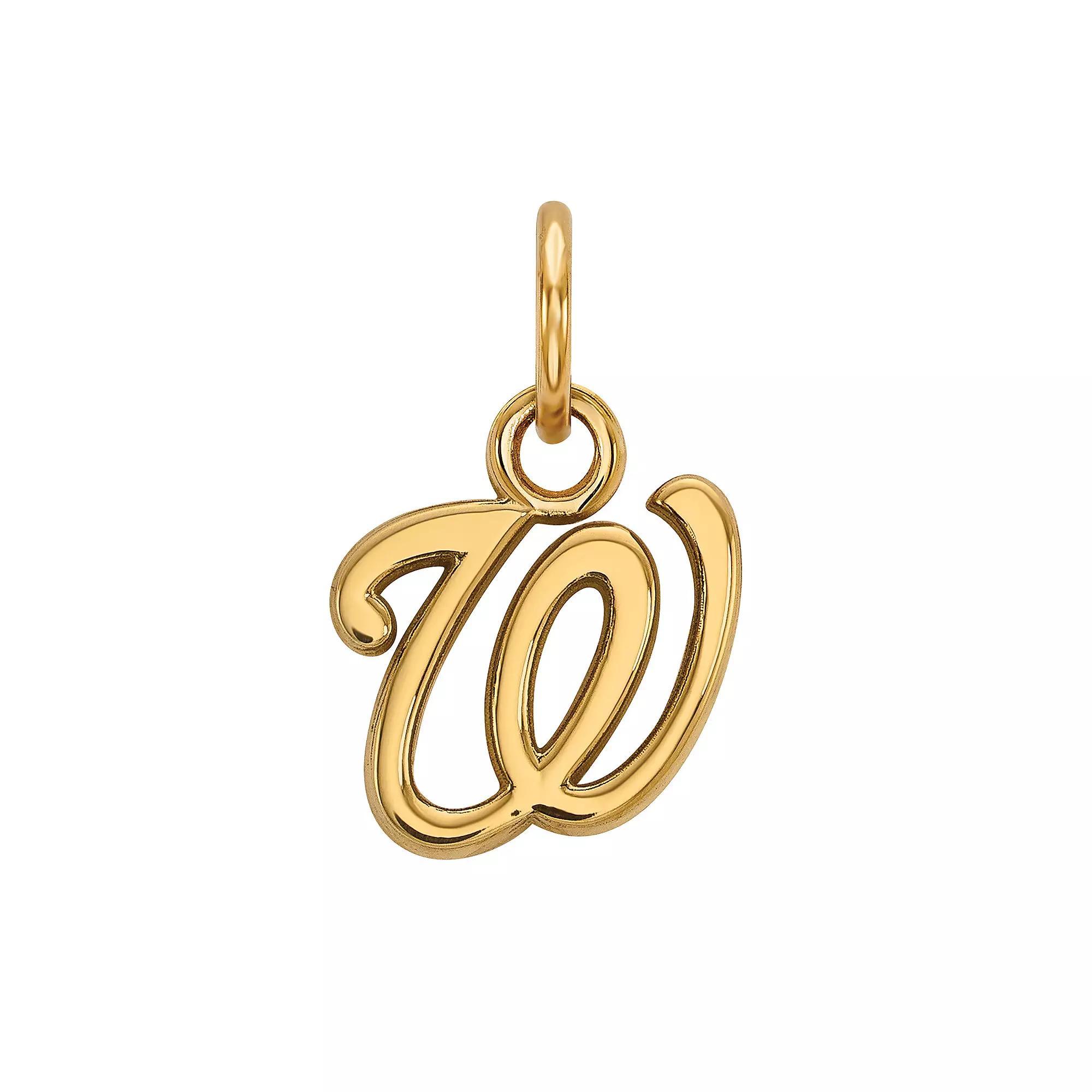 LogoArt Sterling Silver Washington Nationals Pendant, Womens 14k Gold Plated Product Image