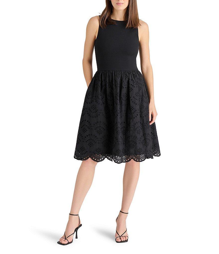 Steve Madden Julian Scoop Neck Sleeveless Eyelet Dress Product Image