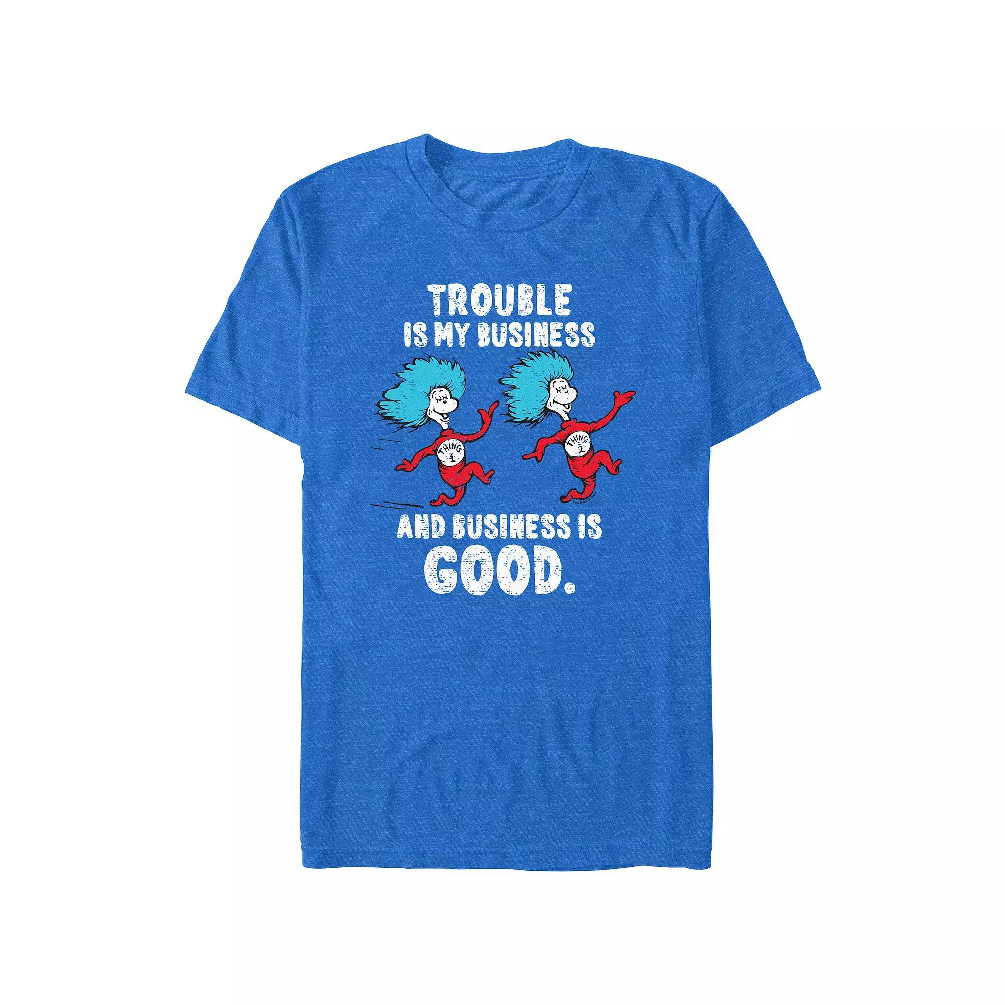Men's Dr. Seuss Trouble Is My Business Graphic Tee, Size: Large, Royal Grey Product Image
