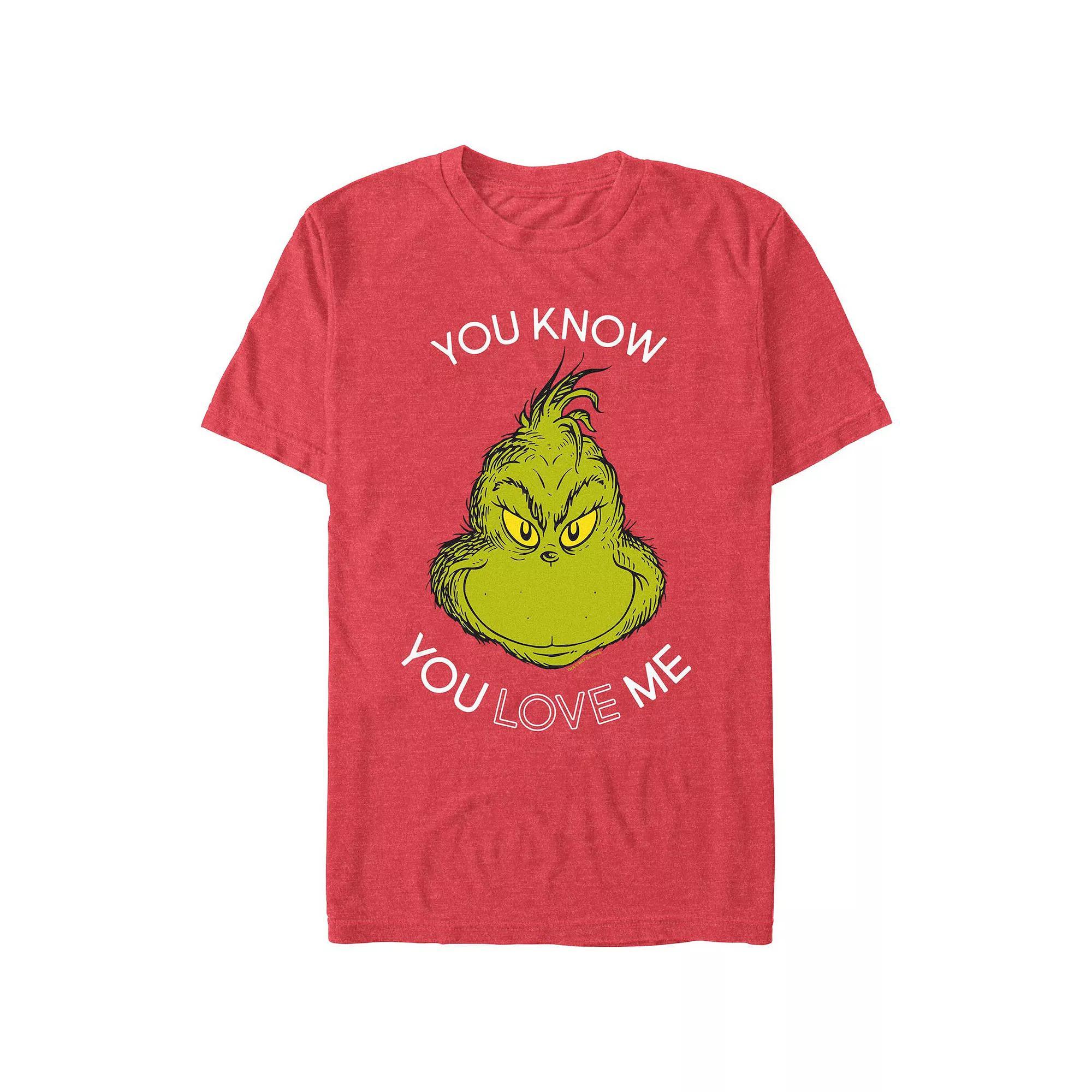 Big & Tall Dr. Seuss Grinch You Know You Love Me Graphic Tee, Men's, Size: XXL, Red Grey Product Image
