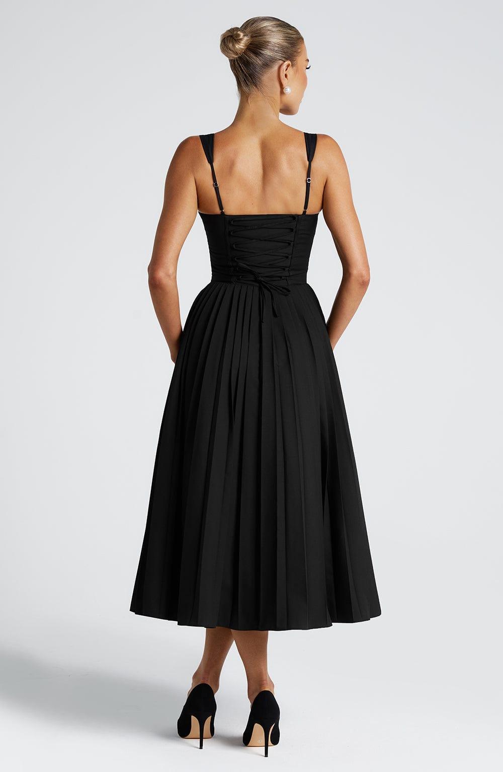 Natassia Midi Dress - Black/White Product Image