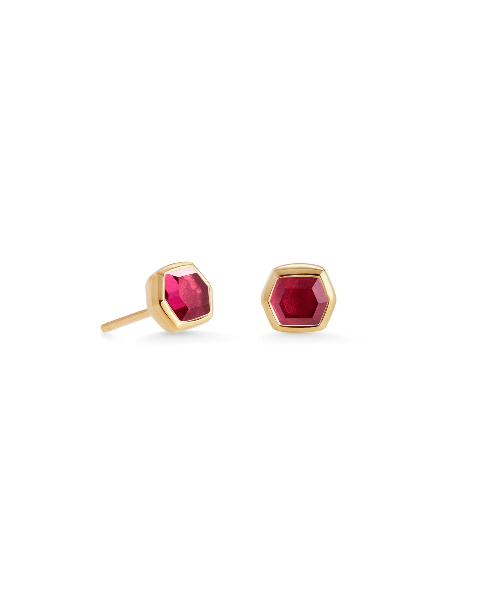 Kendra Scott Davie 18k Gold Vermeil Stud Earrings in | Garnet Product Image
