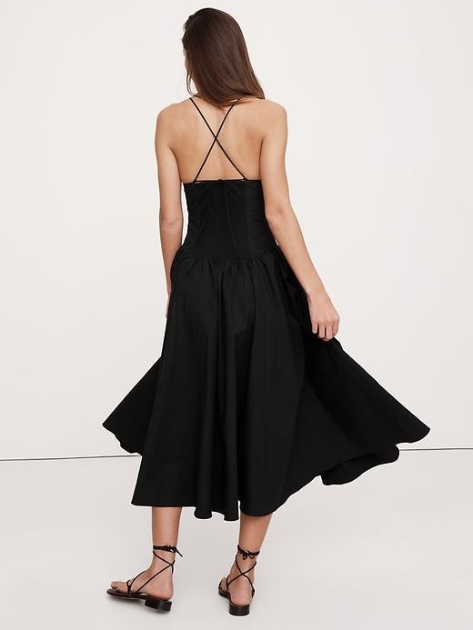 Stretch-Cotton Poplin Long Midi Dress Product Image