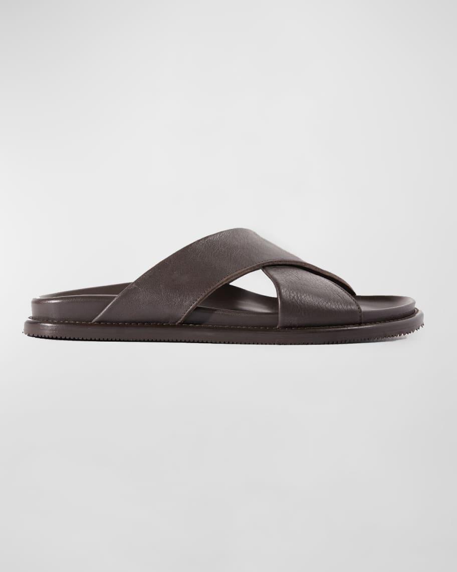 Mens Punta Crisscross Leather Slide Sandals Product Image