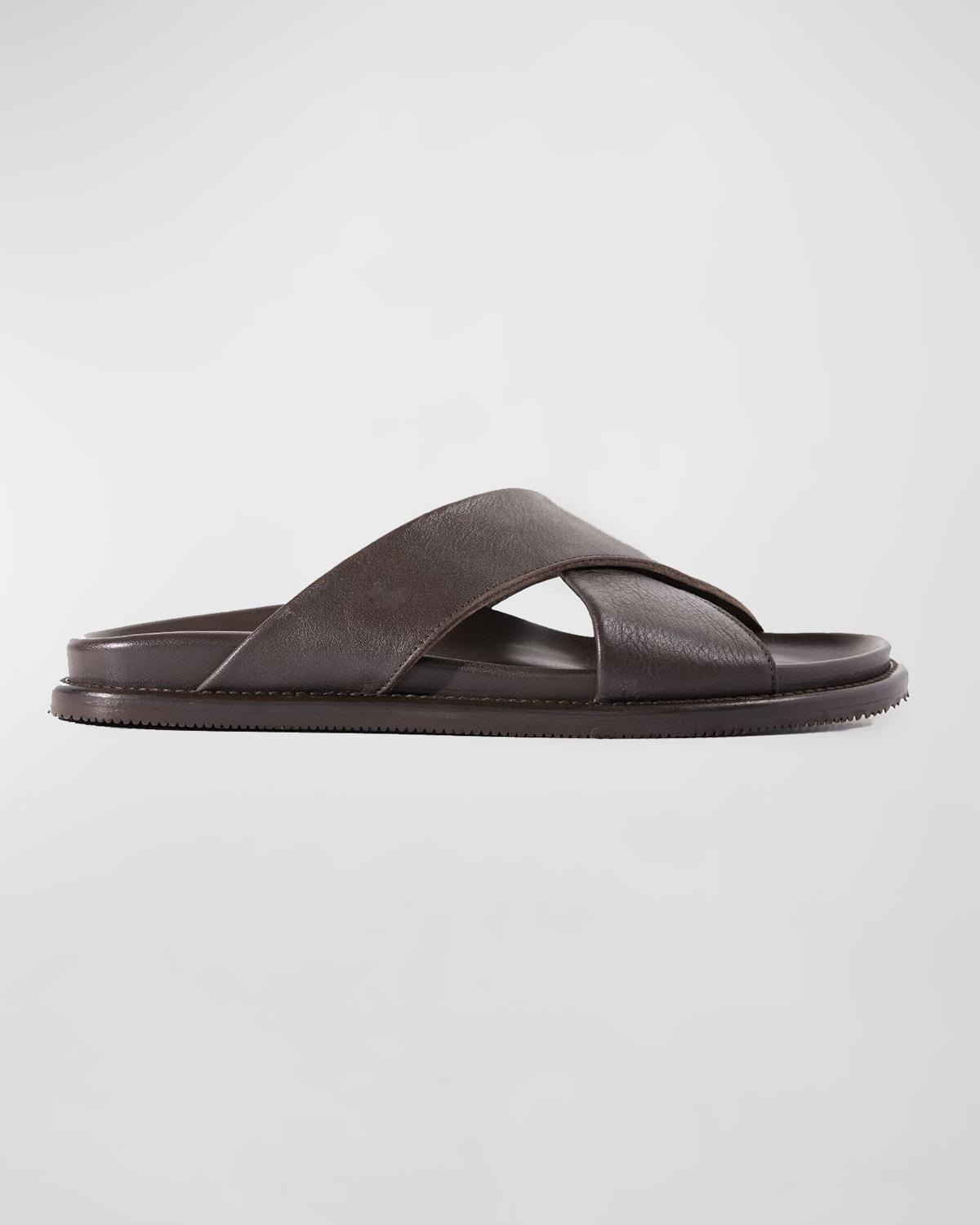 Mens Punta Crisscross Leather Slide Sandals Product Image