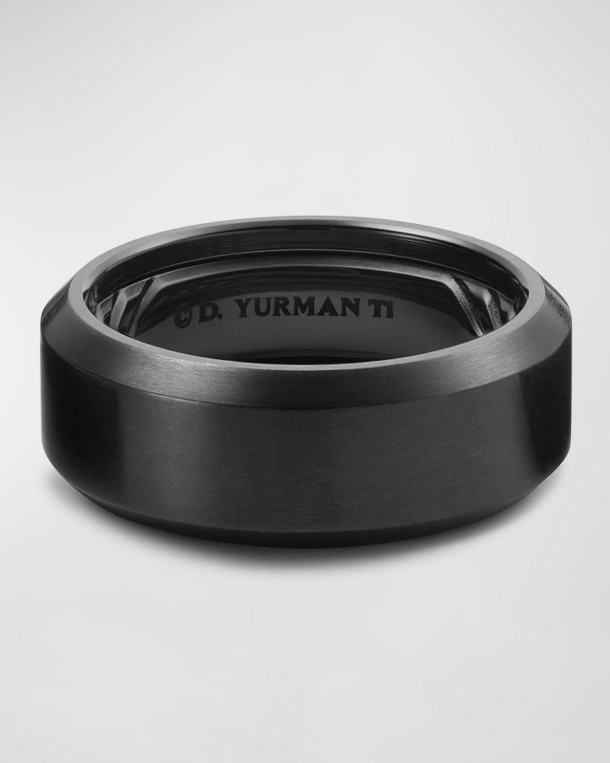 Mens Streamline Beveled Band Ring in Black Titanium Product Image