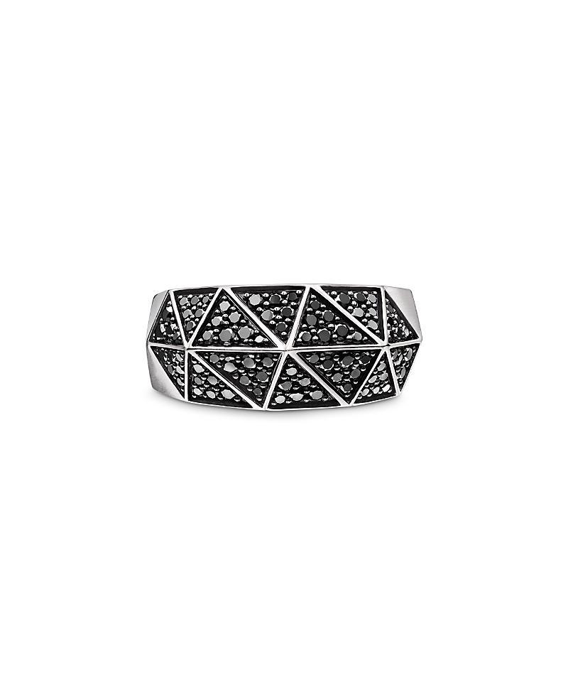 David Yurman Mens Sterling Silver Faceted Black Diamond Pave Ring Product Image