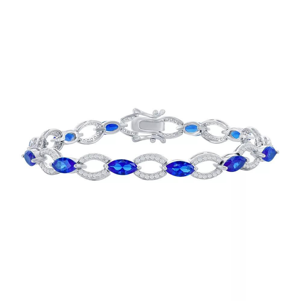 Sterling Silver Gemstone Tennis Bracelet, Women's, Size: 7.5", Simulated Blue Product Image