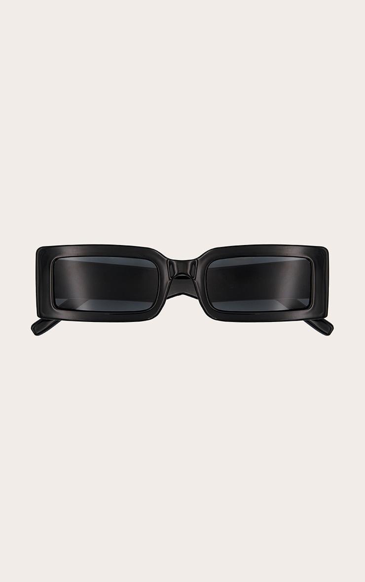 Black Slim Rectangular Frame Sunglasses Product Image