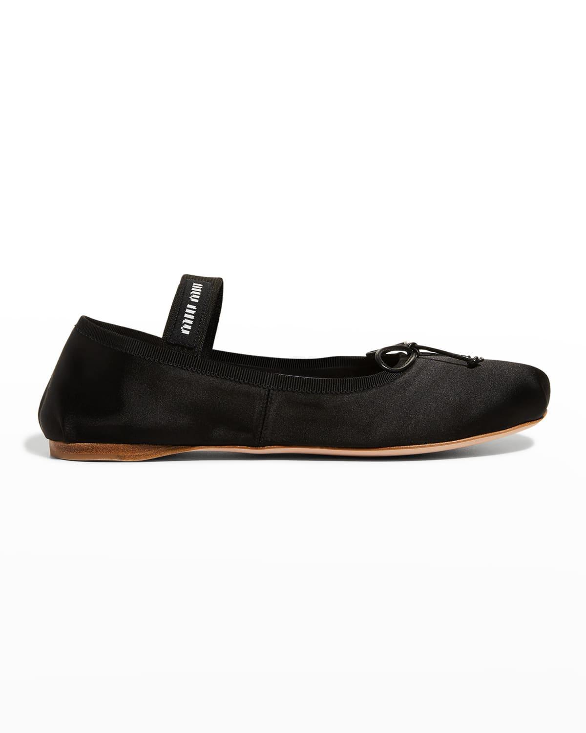 Satin Bow Ballerina Flats Product Image
