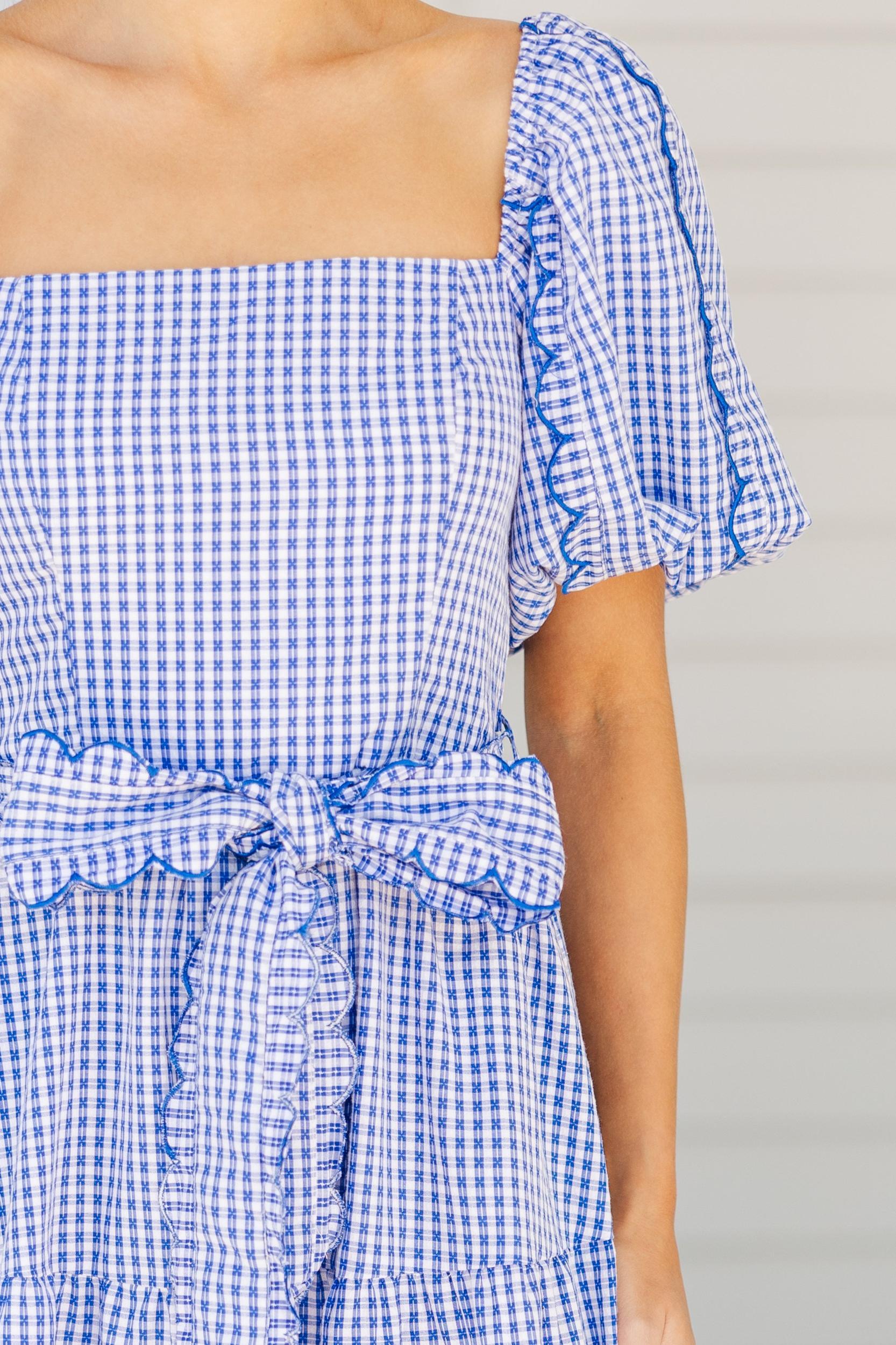 The Notion Blue Gingham Midi Dress Female Product Image