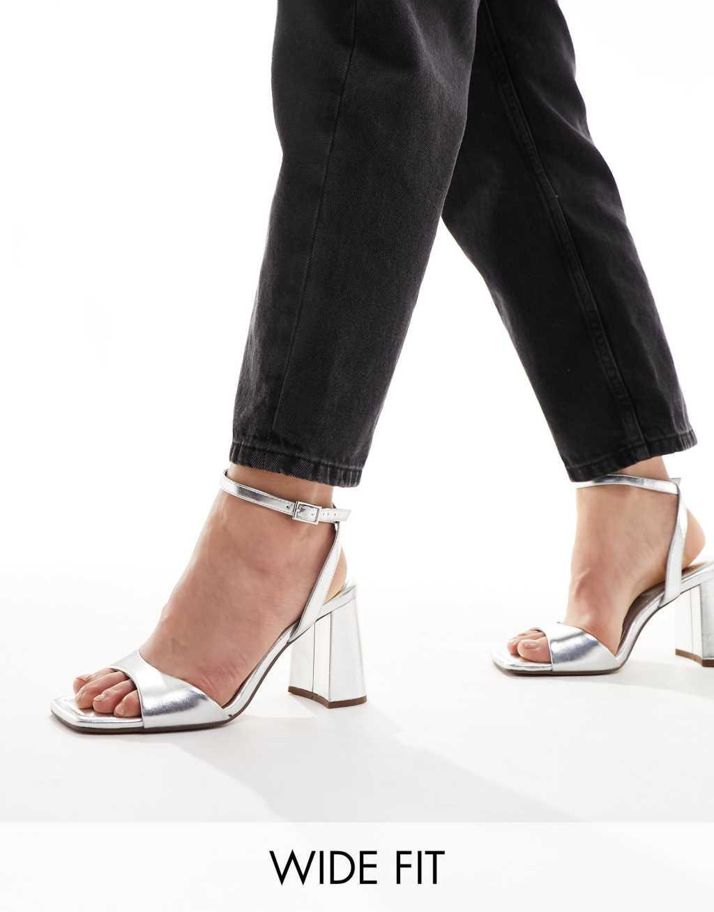 ASOS DESIGN Wide Fit Hotel barely there block heeled sandals Product Image