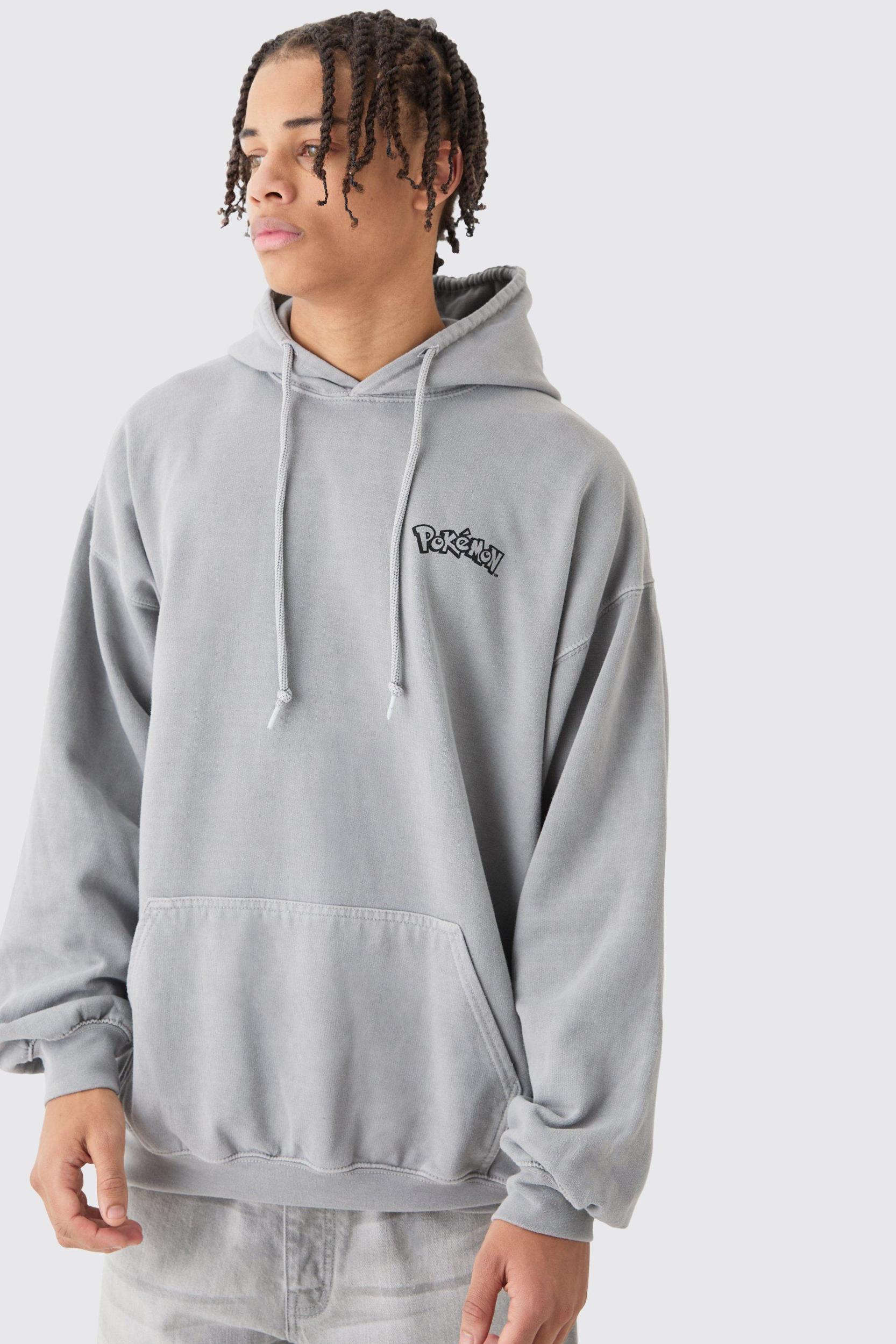 Oversized Washed Pokemon Garchomp License Hoodie | boohooMAN USA Product Image