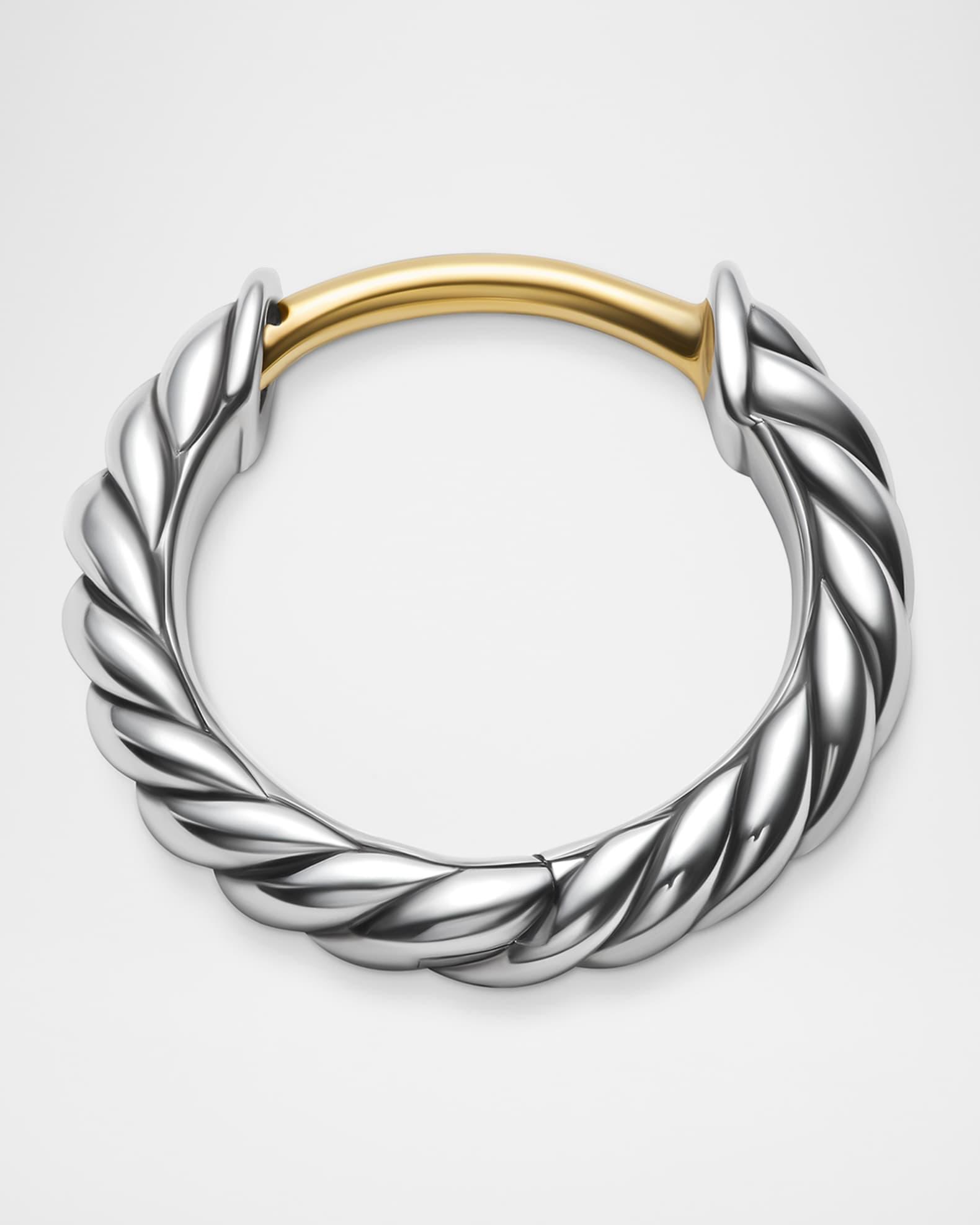 Womens Sculpted Cable Huggie Hoop Earrings In Sterling Silver Product Image
