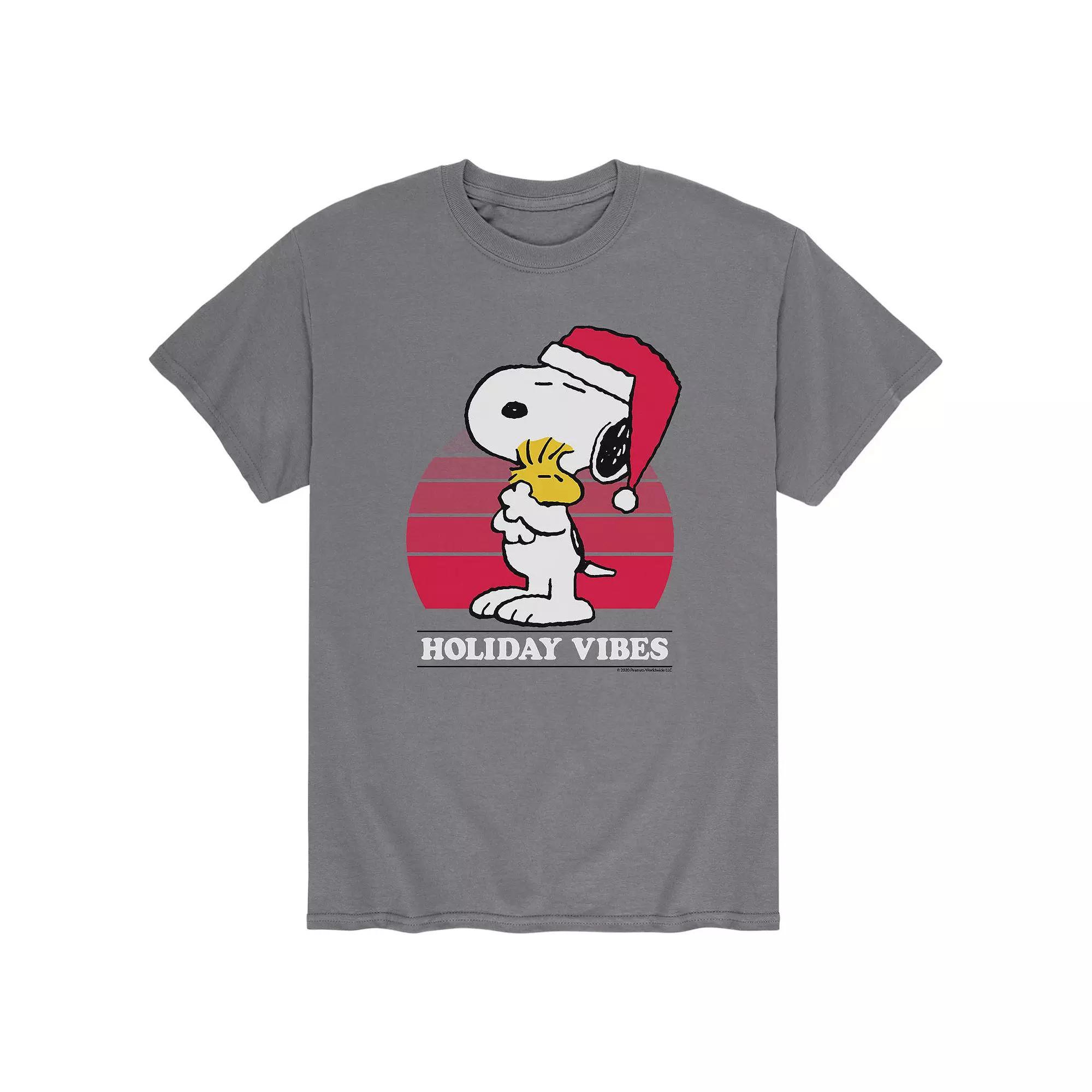 Men's Peanuts Holiday Vibes Tee, Size: Medium, Grey Product Image