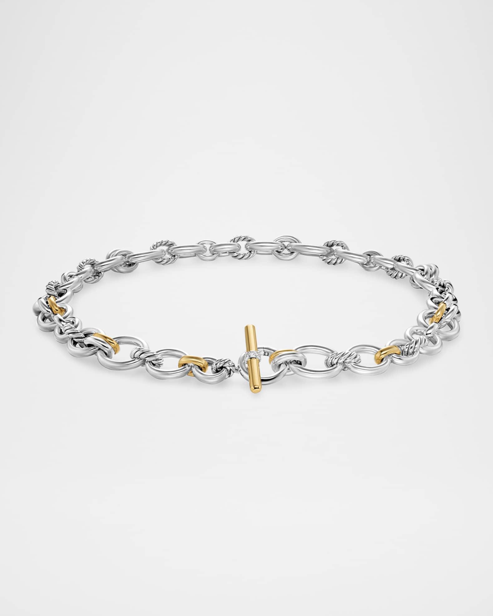 DY Mercer Chain Necklace with Diamonds in Silver and 18K Gold, 5mm Product Image