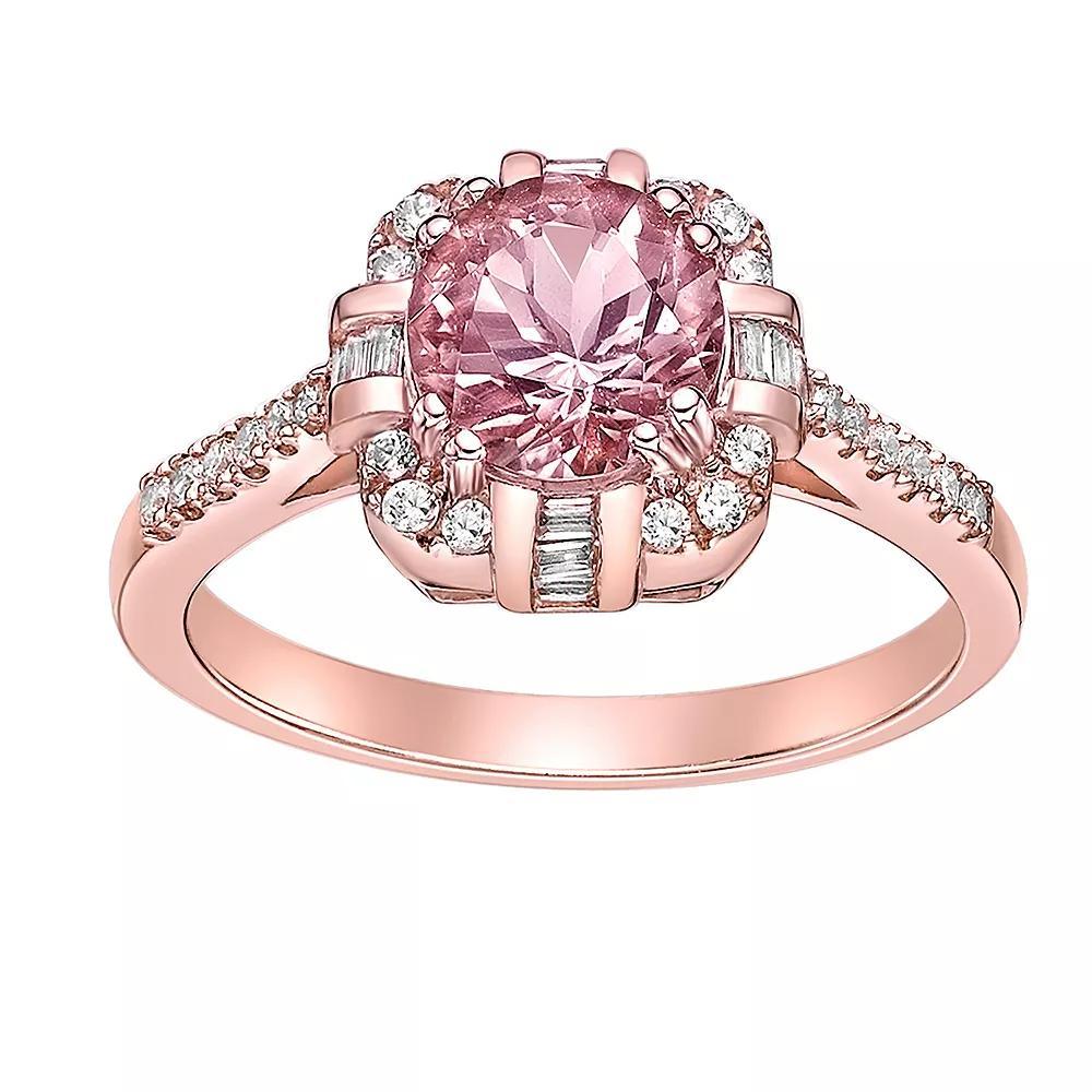 Gemminded 10k Rose Gold, Morganite & 1/4 Carat T.W. Diamond Ring, Women's, Size: 5, Pink Tone Product Image