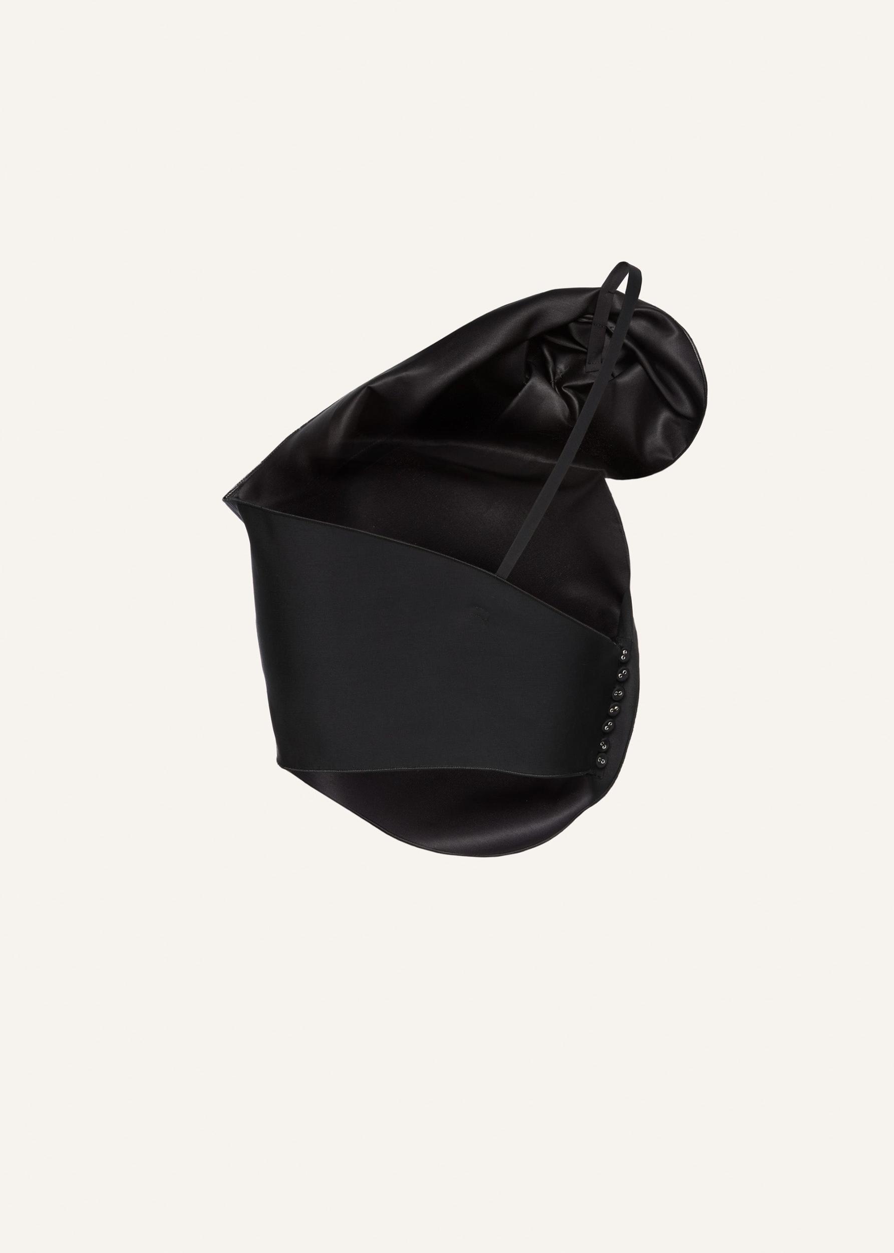 One shoulder draped top in black Product Image