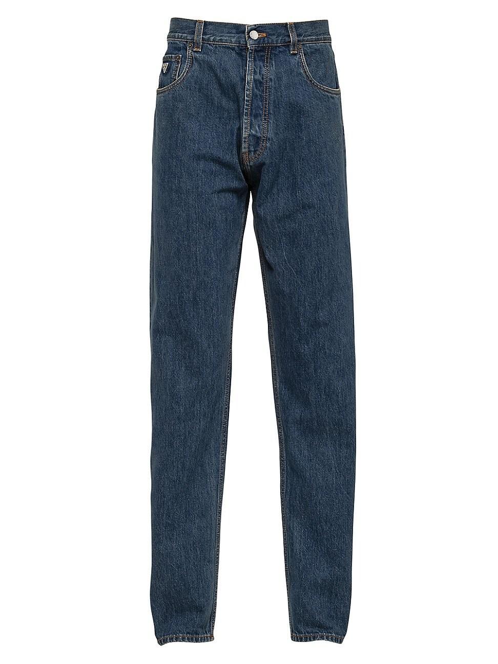Mens Relaxed-Fit Washed Denim Jeans Product Image