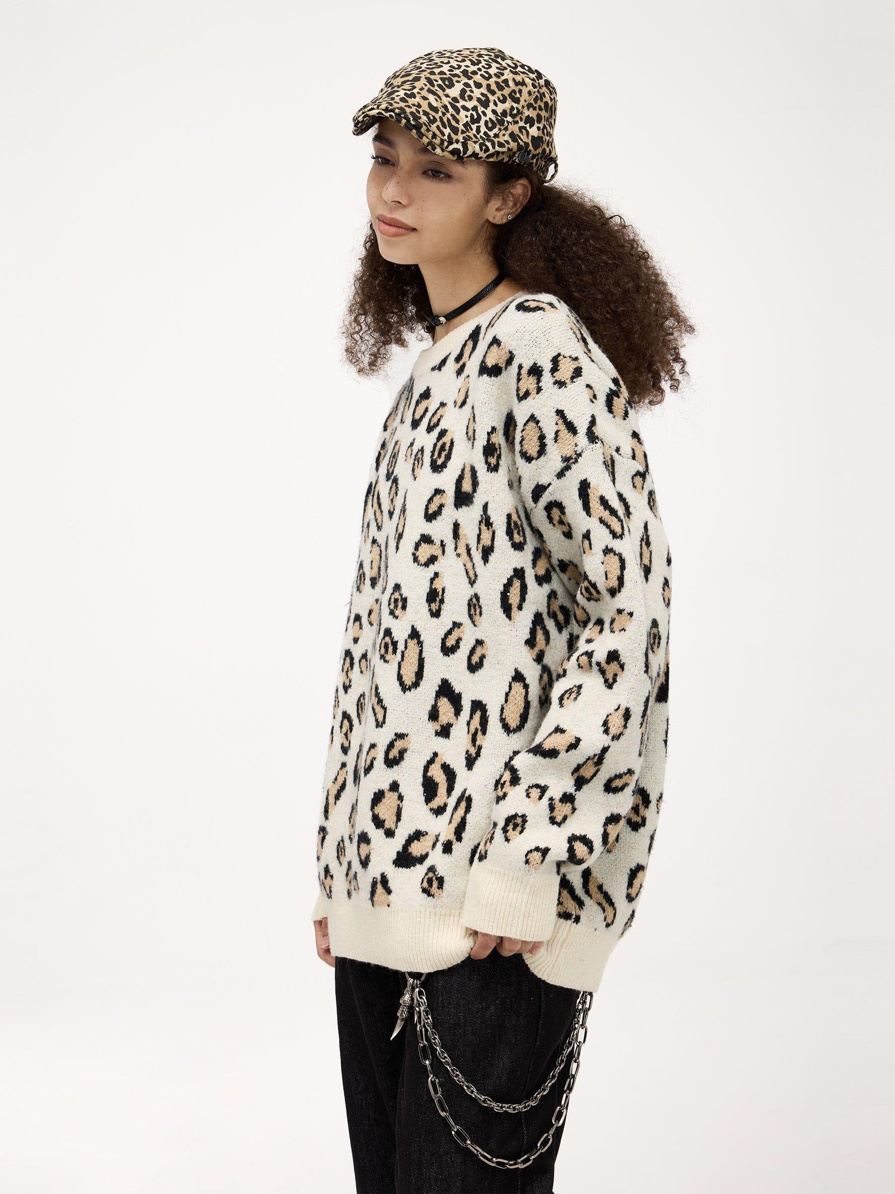 Aelfric Eden Apricot Leopard Print Sweater Product Image
