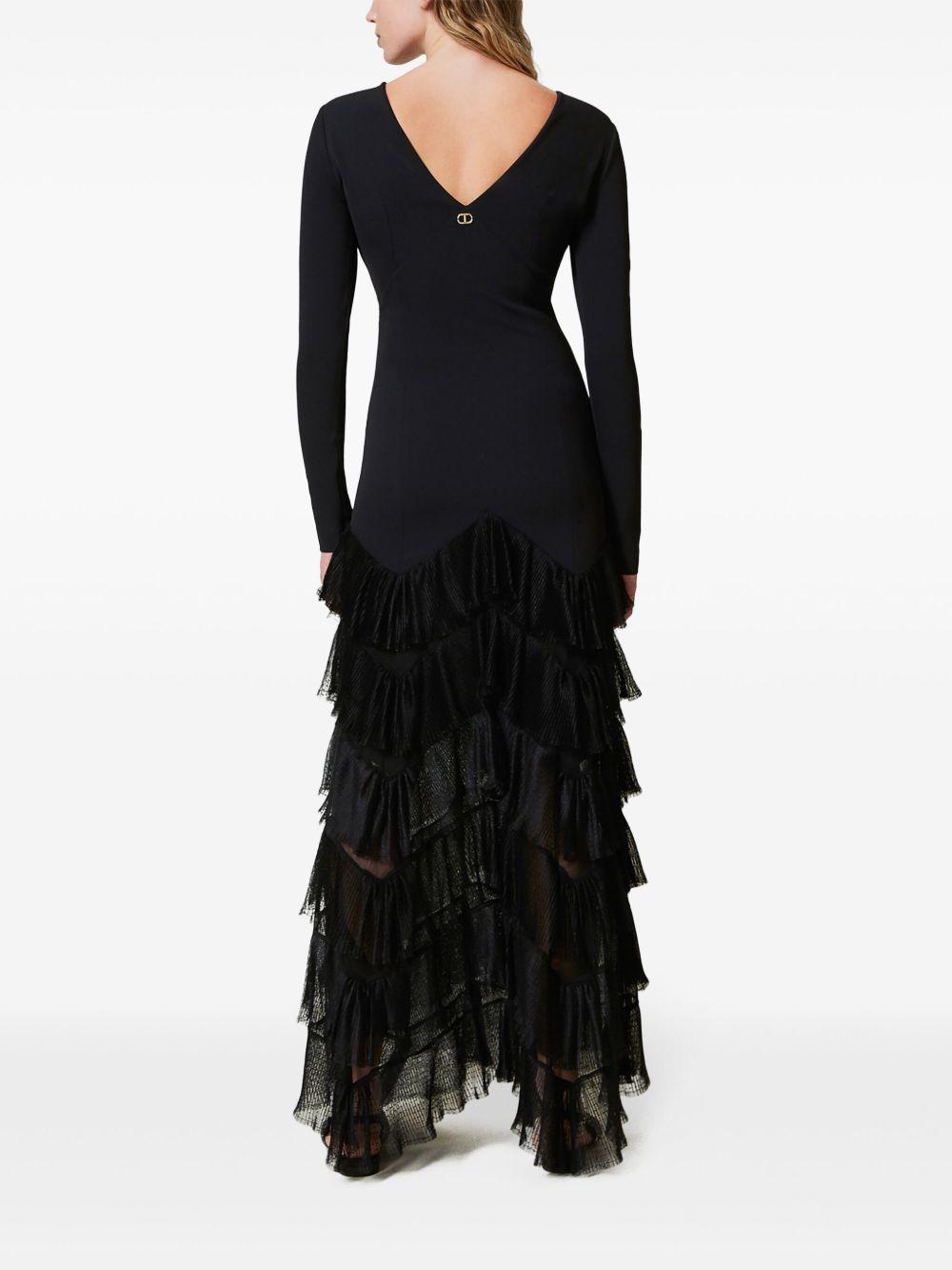 pleated tulle flounces maxi dress Product Image