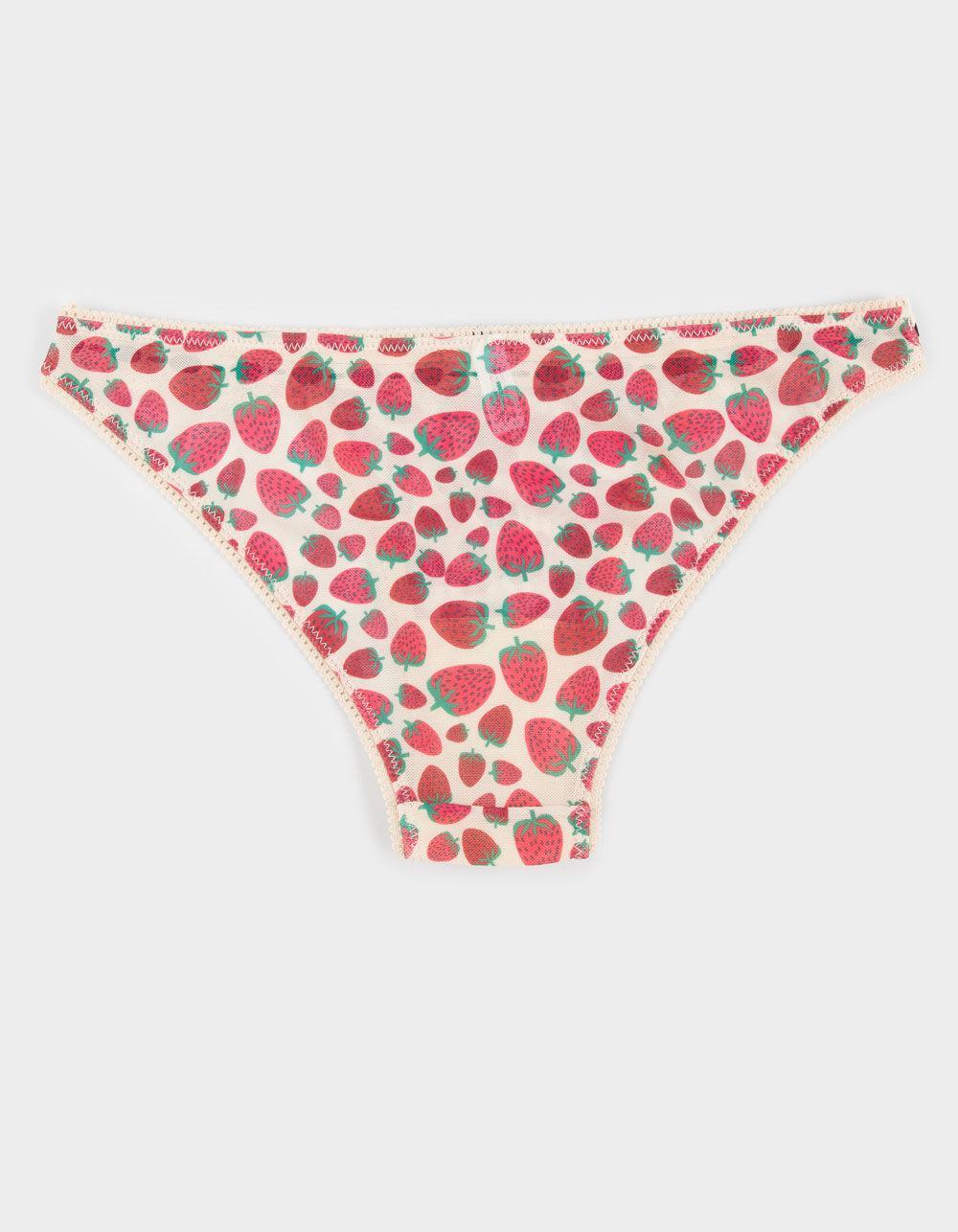 FULL TILT Ribbon Lace Trim Cheeky Panties - STRAWBERRY Product Image
