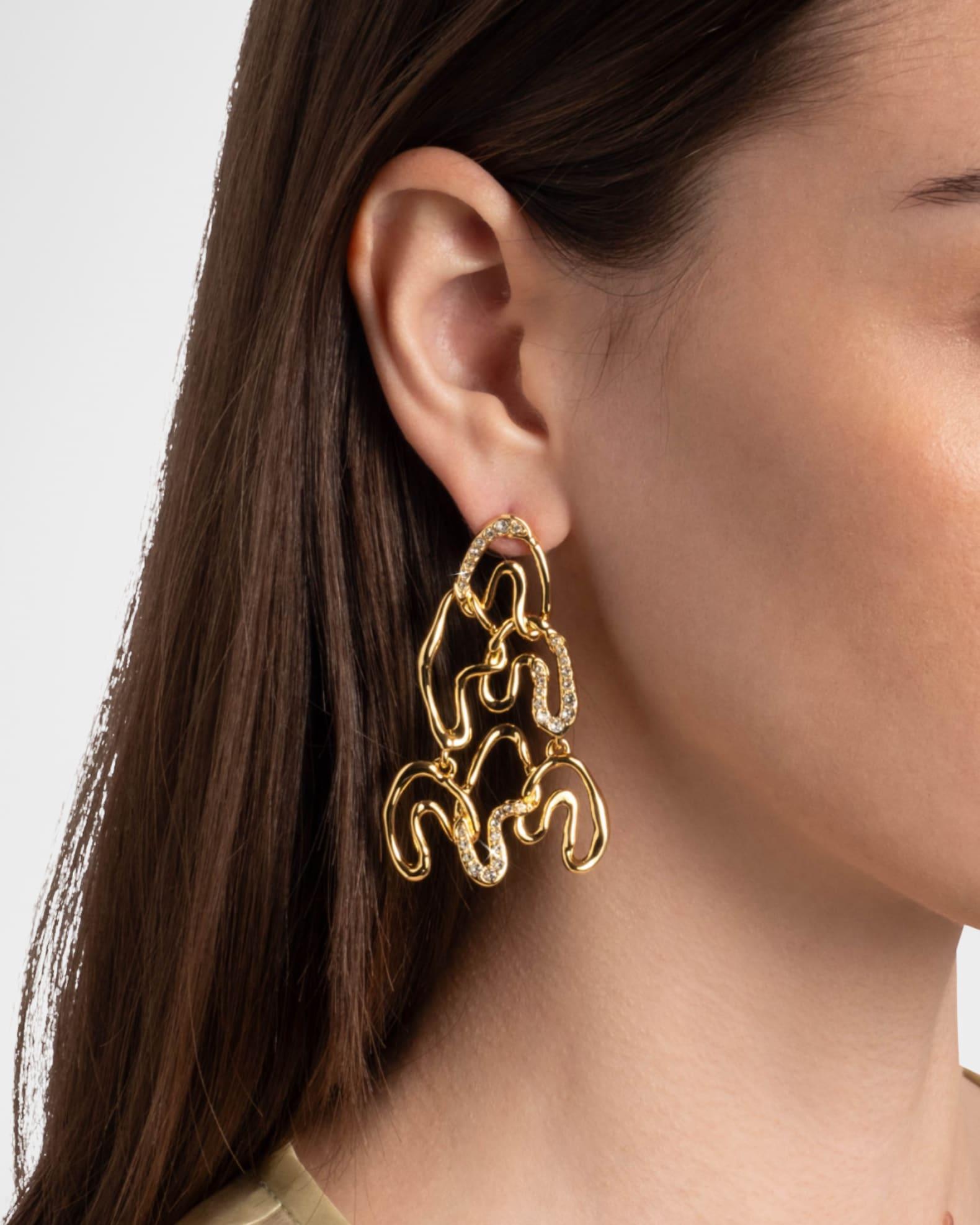 Solanales Gold-Plated Crystal Chandelier Earrings Product Image
