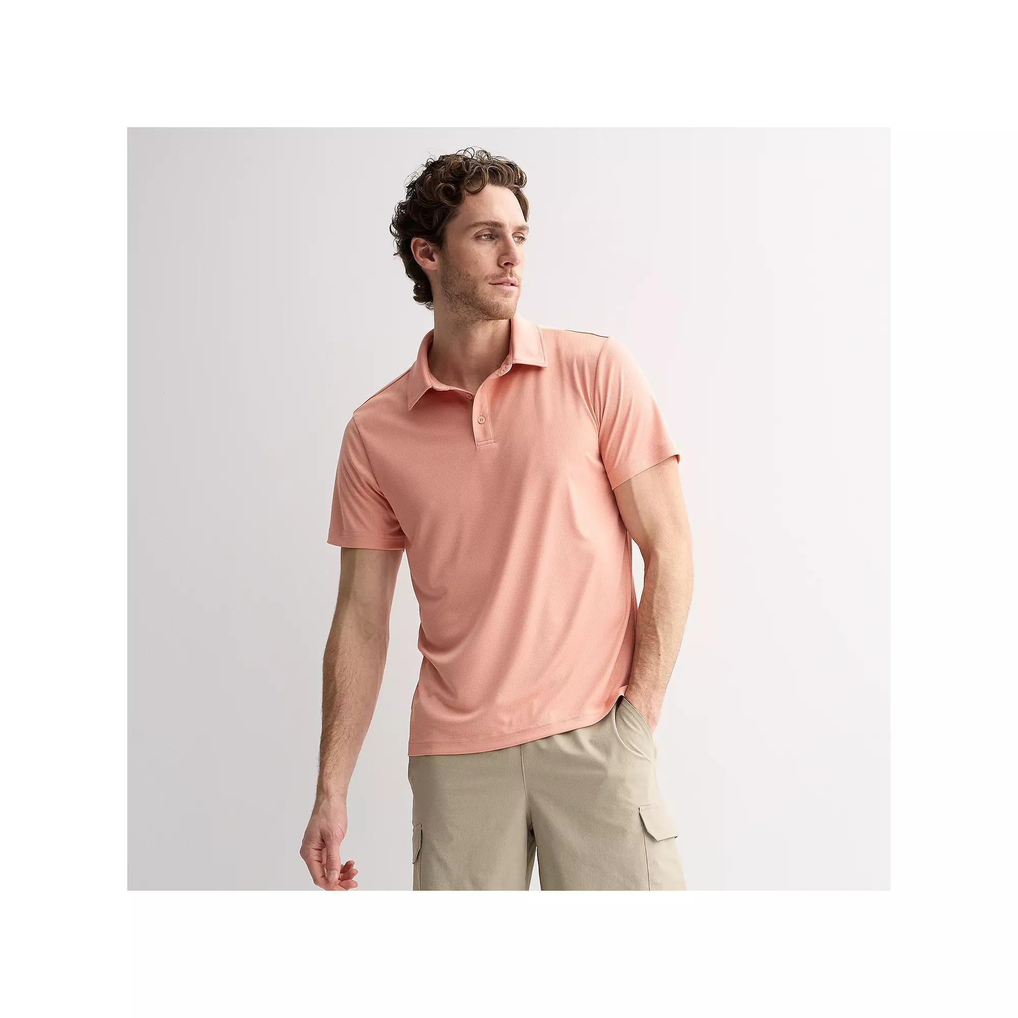 Men's Tek Gear® Dry-Tek Polo Shirt, Size: Medium, Brittany Blush Grid Product Image