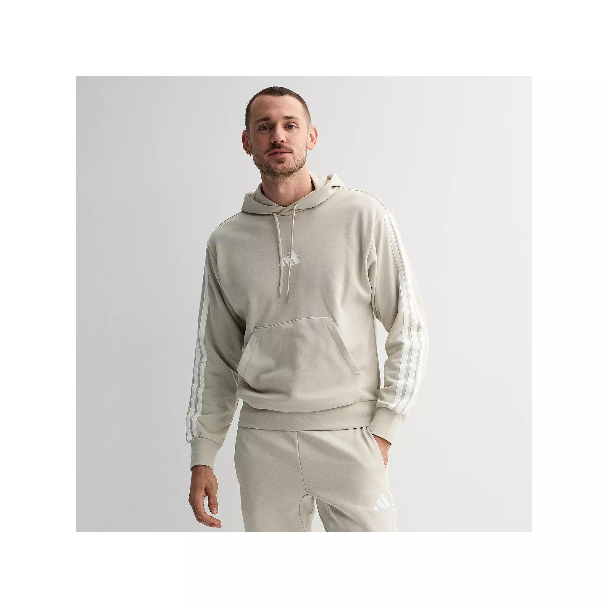 Men's adidas Essentials 3-Stripes French Terry Sportswear Hoodie, Size: Small, Wonder Alumina Product Image