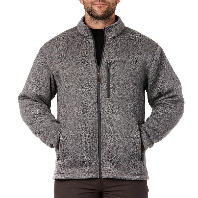 Men's Smith's Workwear Sherpa-Lined Sweater Fleece Jacket, Size: Large, Olive Grey Product Image