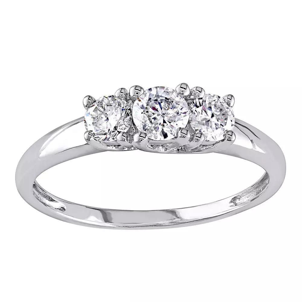 Stella Grace 14k White Gold 1/2 Carat T.W Diamond 3-Stone Engagement Ring, Womens Product Image