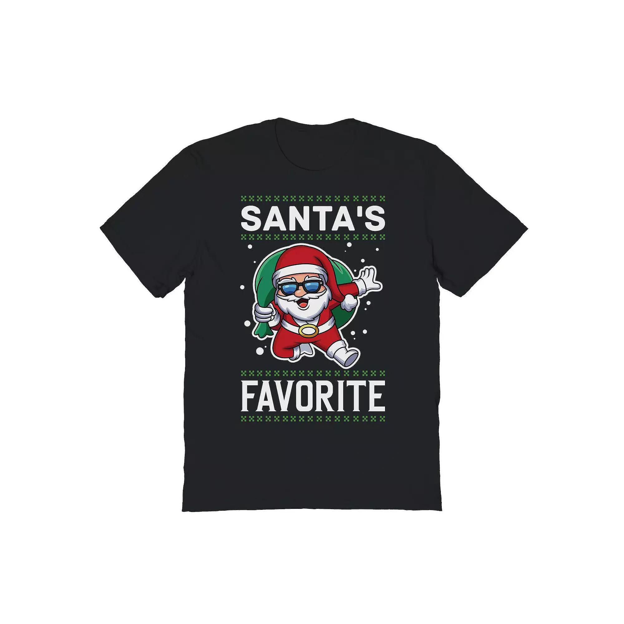 Men's Santa Favorite Christmas Graphic Tee, Size: Large, Black Product Image