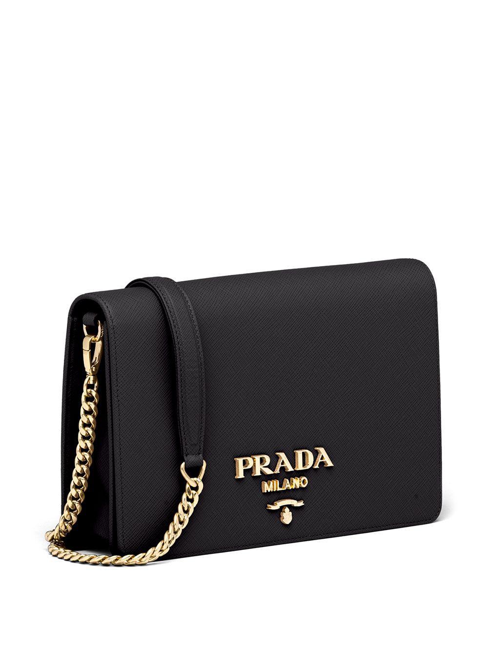 logo-lettering Saffiano leather shoulder bag Product Image
