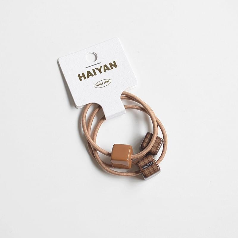 Set of 3: Plaid Cube Hair Tie + Plain Hair Tie Product Image