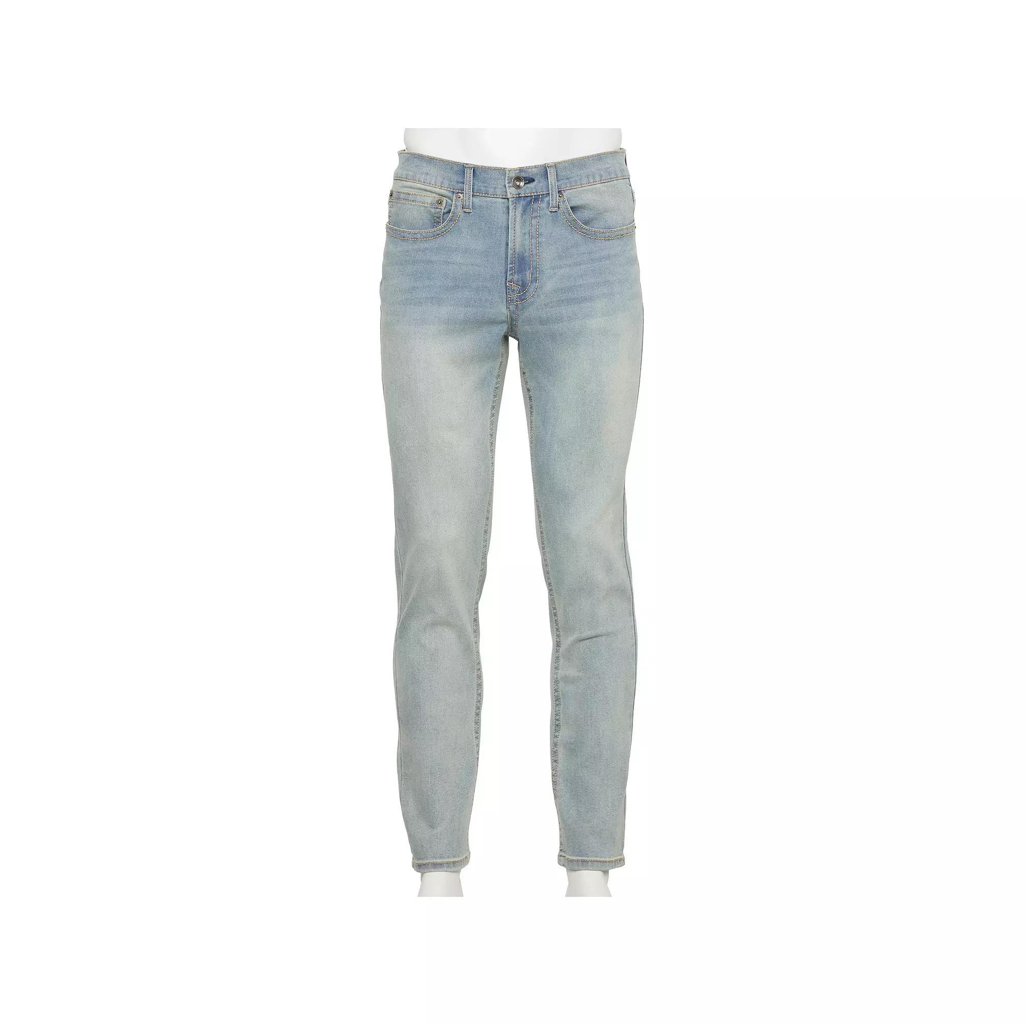 Mens Lazer Embroidered Slim Fit Jeans Light Blue Product Image