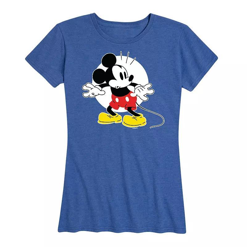 Disneys Mickey Mouse Womens Surprised Graphic Tee Grey Blue Product Image