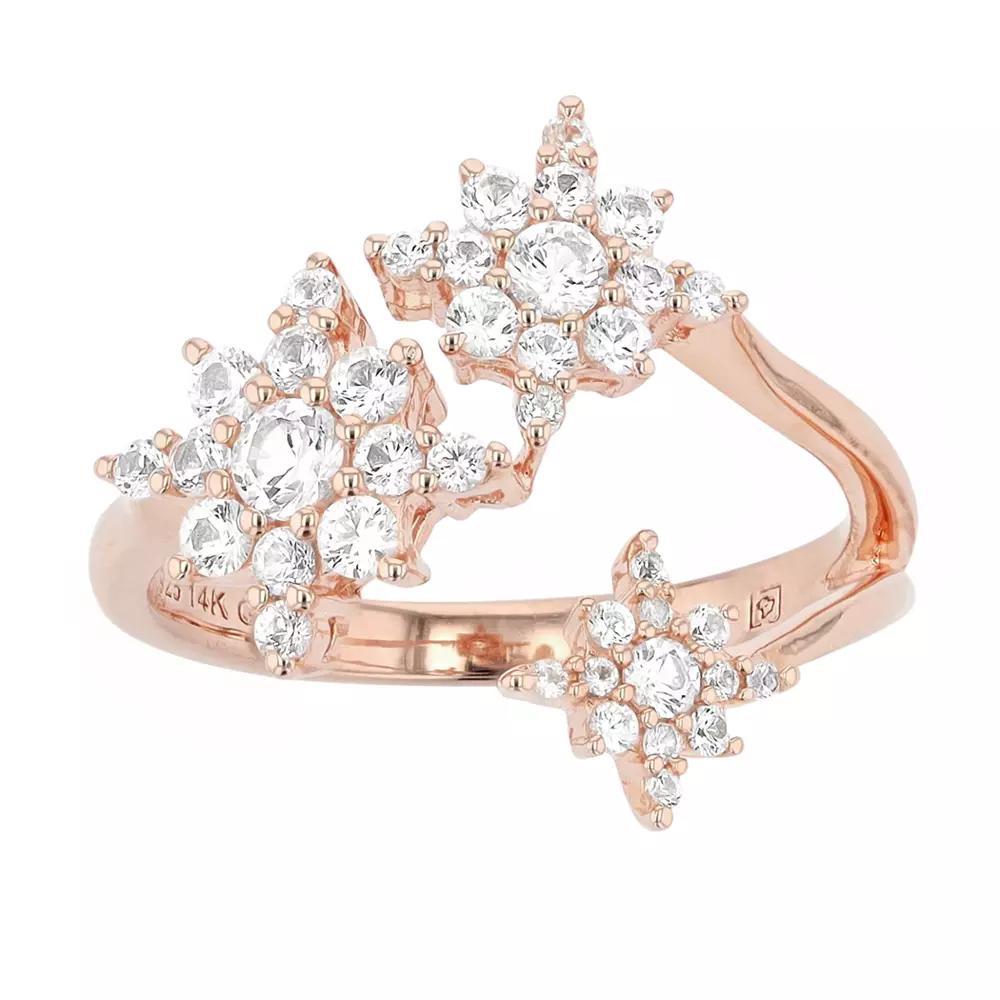 14k Rose Gold Over Silver Lab-Created White Sapphire Cluster Ring, Women's, Size: 8 Product Image